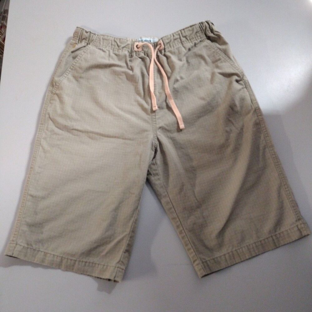 Baleno Shorts Size M Beige Cotton Blend RipStop Elastic Drawstring Knee Length